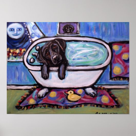 Black Labrador badtub Poster (Voorkant)
