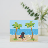 Black Labrador Bikini Girl Briefkaart (Staand voorkant)