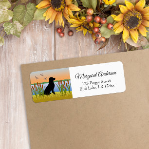 Black Labrador Bird Dog Sunset Etiket