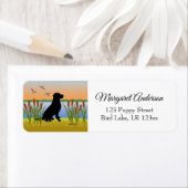 Black Labrador Bird Dog Sunset Etiket (Insitu)