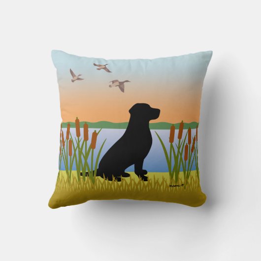 Black Labrador Bird Dog Sunset Kussen (Achterkant)