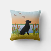 Black Labrador Bird Dog Sunset Kussen (Voorkant)