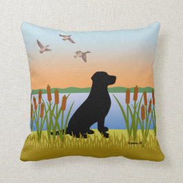 Black Labrador Bird Dog Sunset Kussen