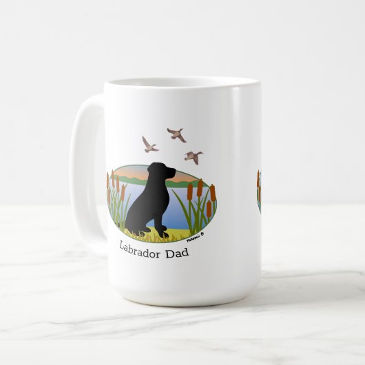 Black Labrador Bird Dog Sunset Oval Koffiemok (Voorkant links)