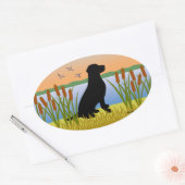 Black Labrador Bird Dog Sunset Ovale Sticker (Envelop)