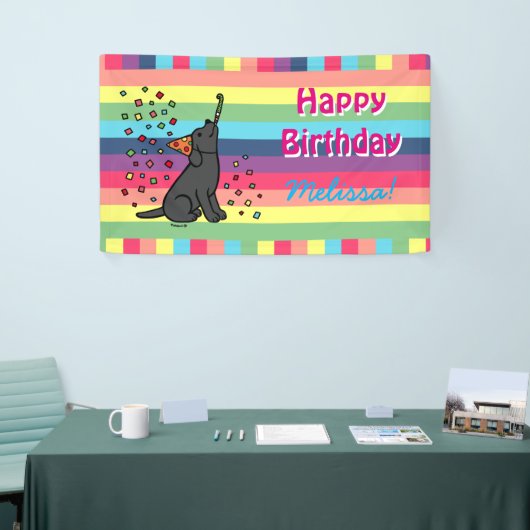 Black Labrador Birthday Party Confetti Horizontal Spandoek (Beurs)