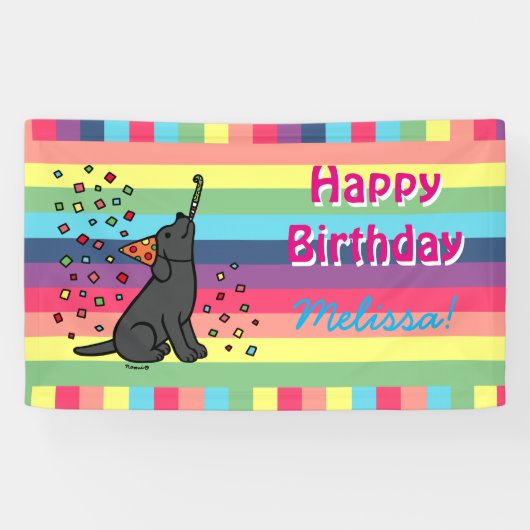 Black Labrador Birthday Party Confetti Horizontal Spandoek (Horizontaal)