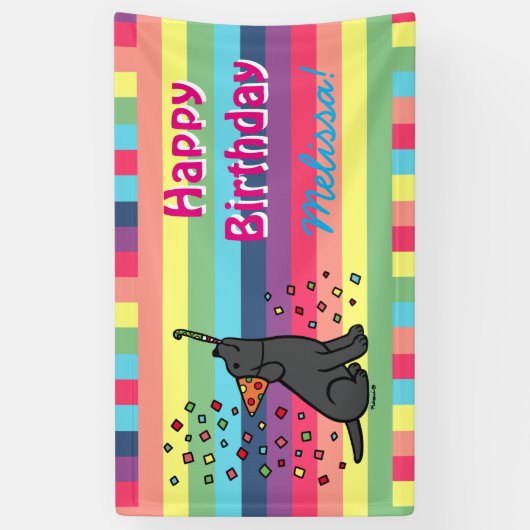 Black Labrador Birthday Party Confetti Horizontal Spandoek (Verticaal)