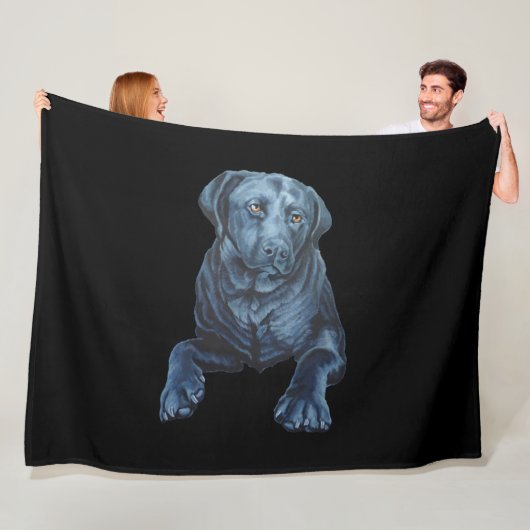 Black Labrador Blanket Dog Art Fleece Blankets (In situ)