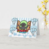 Black Labrador Blue nieuwe baby jongen gefelicitee Kaart (Gele Bloem)