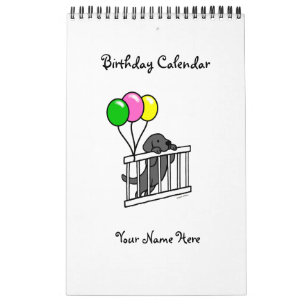 Black Labrador Cartoon Birthday Calendar Kalender