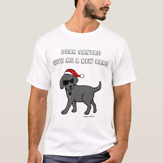 Black Labrador Cartoon kerstShirten T-shirt (Voorkant)