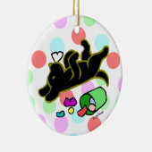 Black Labrador Cartoon Polka Dot Ornament (Rechts)
