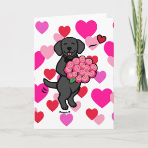Black Labrador Cartoon Rozen Valentijn Holiday Car Feestdagen Kaart