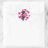 Black Labrador Cartoon Valentijn Hearts Ronde Sticker (Tas)
