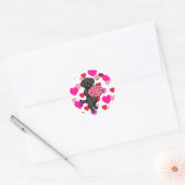 Black Labrador Cartoon Valentijn Hearts Ronde Sticker (Envelop)