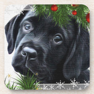 Black Labrador Christmas Bier Onderzetter