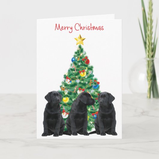 Black Labrador Christmas Card Feestdagen Kaart (Voorkant)
