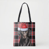 Black Labrador Christmas Dog Seasonal Plaid Tote Bag (Voorkant)