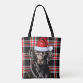 Black Labrador Christmas Dog Seasonal Plaid Tote Bag (Achterkant)