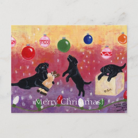 Black Labrador Christmas Feestdagenkaart (Voorkant)