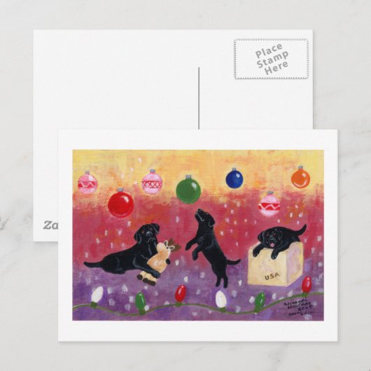 Black Labrador Christmas Feestdagenkaart (Voorkant / Achterkant)