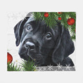 Black Labrador Christmas Fleece Deken (Voorkant (Horizontaal))