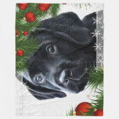 Black Labrador Christmas Fleece Deken (Voorkant)