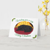 Black Labrador Christmas Kaart (Gele Bloem)