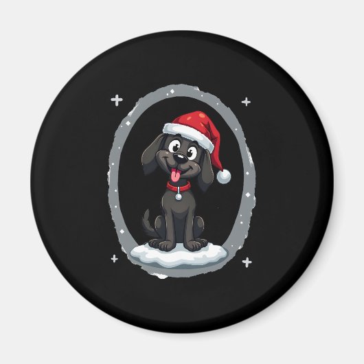 Black Labrador Christmas Santa Hat Xmas Pajama T-S Magneet (Voorkant)