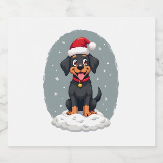 Black Labrador Christmas Santa Hat Xmas Pajama T-S Sparkling Wijnetiket (Enkel label)