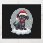 Black Labrador Christmas Santa Hat Xmas Pajama T-S Sparkling Wijnetiket (Enkel label)