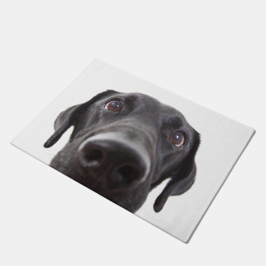 Black Labrador Closeup Portrait Deurmat (Schuin)