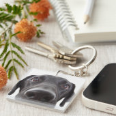 Black Labrador Closeup Portrait Sleutelhanger (Voorkant Rechts)