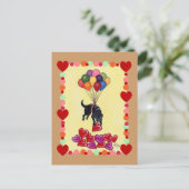 Black Labrador Collecting LOVE (omlijst) Briefkaart (Staand voorkant)