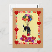 Black Labrador Collecting LOVE (omlijst) Briefkaart (Voorkant / Achterkant)