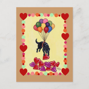 Black Labrador Collecting LOVE (omlijst) Briefkaart