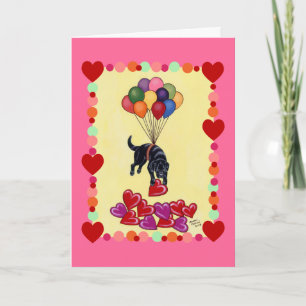 Black Labrador Collecting LOVE (omlijst) Feestdagen Kaart