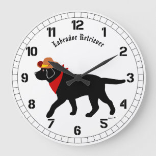 Black Labrador Cowboy Cartoon Grote Klok