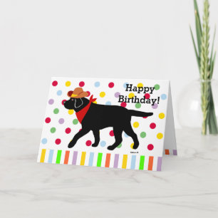Black Labrador Cowboy Cartoon Kaart