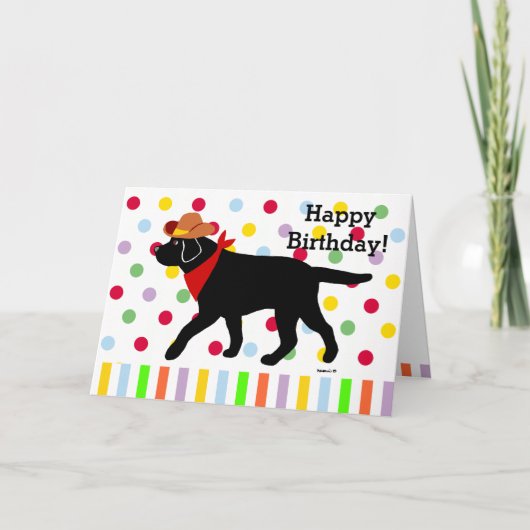 Black Labrador Cowboy Cartoon Kaart (Voorkant)