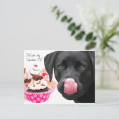 Black Labrador Cupcake - Hond Verjaardag - Black L Briefkaart (Staand voorkant)
