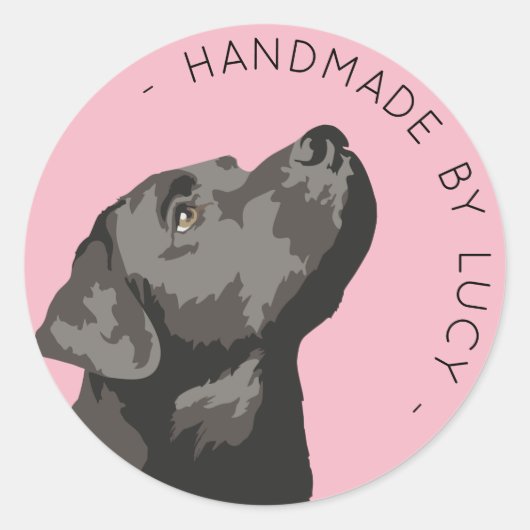 Black Labrador Custom "Handmade by..." Sticker (Voorkant)