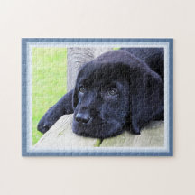 Black Labrador Cute Puppy Dog 11 x 14 Hondenliefhe