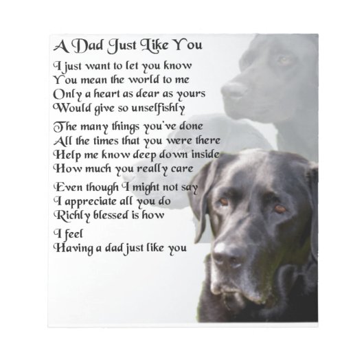 Black Labrador Dad Poem Notitieblok (Voorkant)