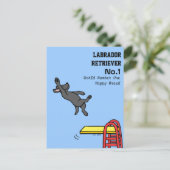 Black Labrador Diving Cartoon Briefkaart (Staand voorkant)