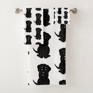 Black Labrador Dog Design Bad Handdoek