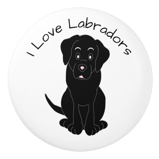 Black Labrador Dog Design Keramische Knop (Voorkant)