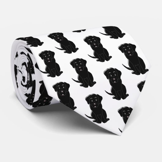 Black Labrador Dog Design Stropdas (Opgerold)