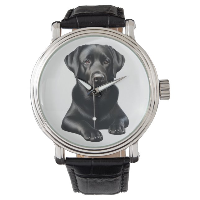Black Labrador Dog Horloge (Voorkant)